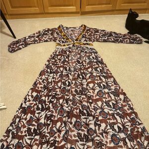 Floral V-Neck Dress/Cardigan - Multicolor